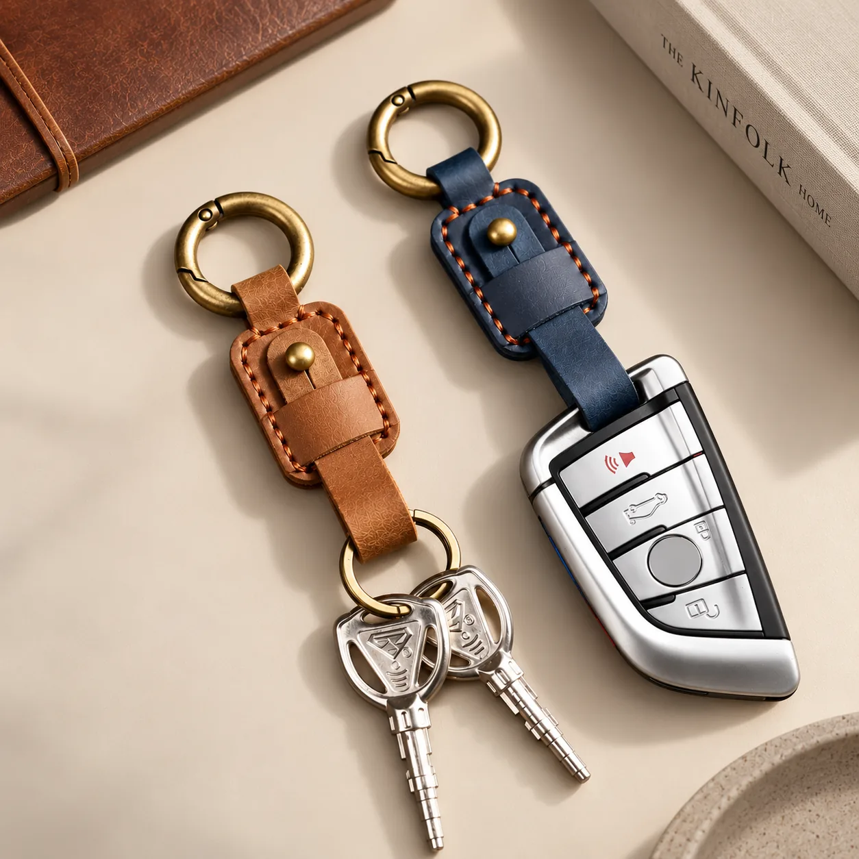 Hand-Stitched Top-Grain Leather Key Fob - Image 6