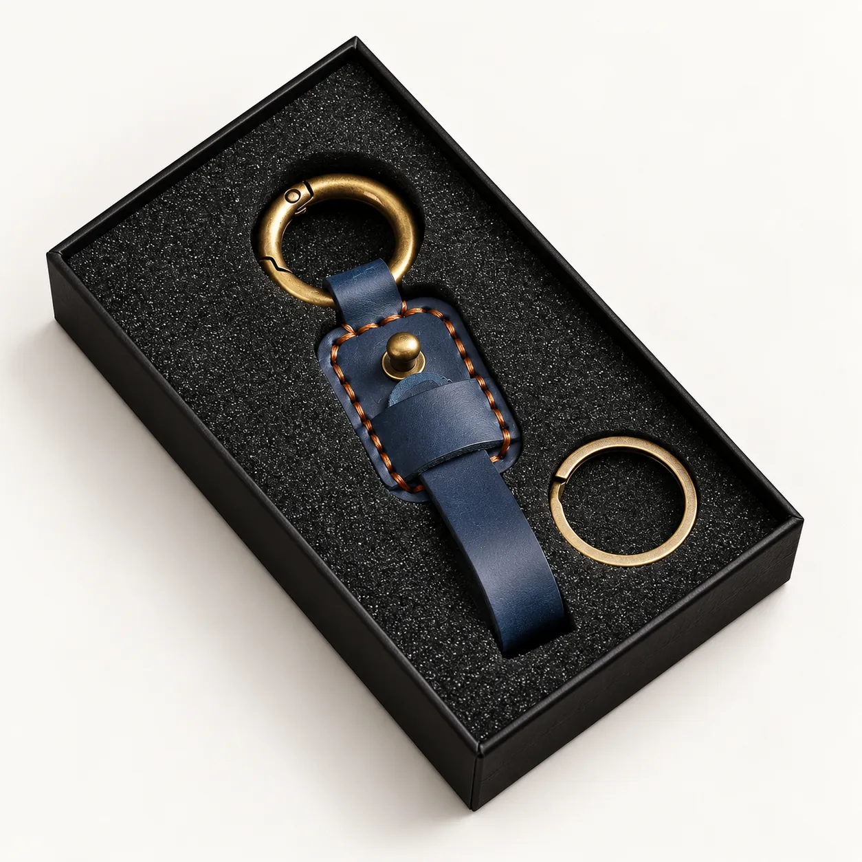 Hand-Stitched Top-Grain Leather Key Fob - Image 3