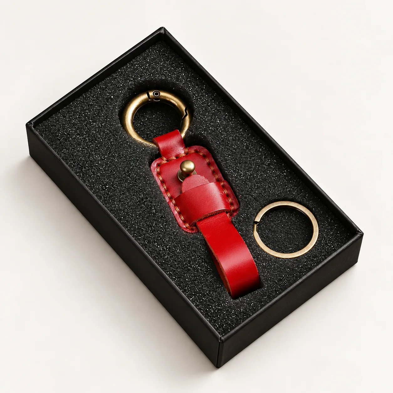 Hand-Stitched Top-Grain Leather Key Fob - Image 4