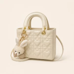 Heart-Quilted Mini Top-Handle Crossbody Bag