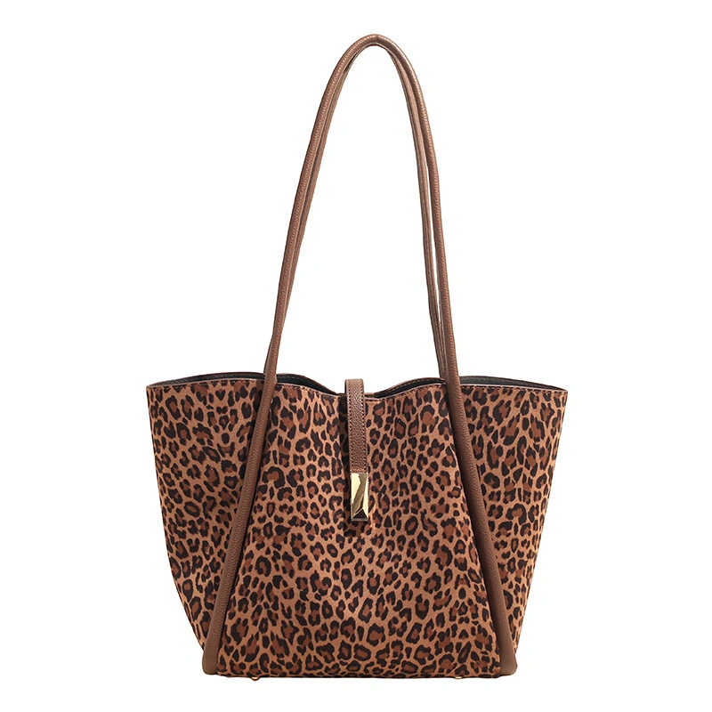 Leopard Print PU Shoulder Tote Bag with Matching Zip Pouch