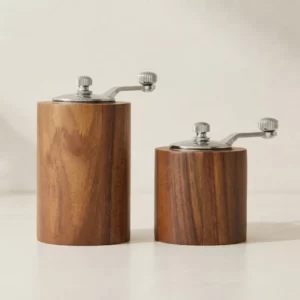 Manual Acacia Wood Coffee And Spice Grinder with Adjustable Hand Crank