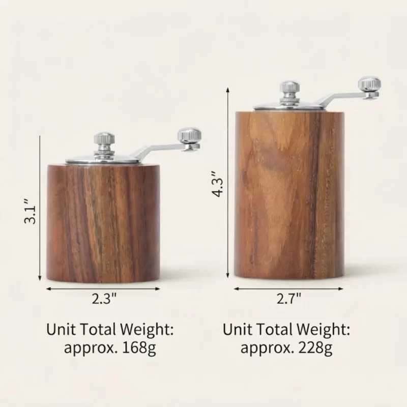 Manual Acacia Wood Coffee And Spice Grinder with Adjustable Hand Crank - Image 5