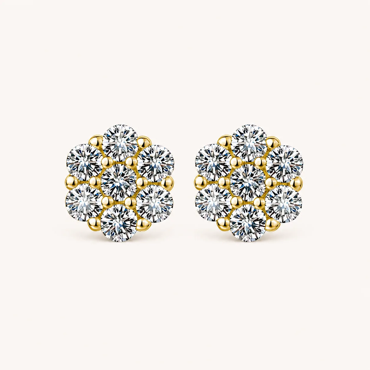 Moissanite Flower Screw-Back Stud Earrings - Image 2