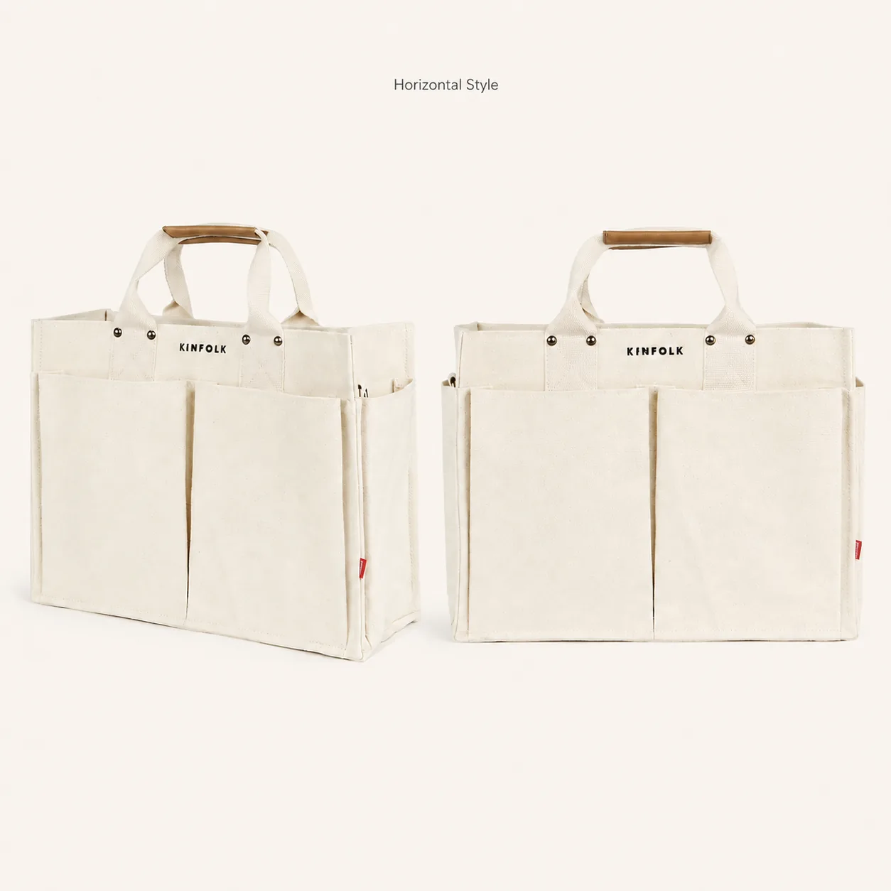 Multi-Pocket Canvas Tote Bag with Adjustable Shoulder Strap - Image 6