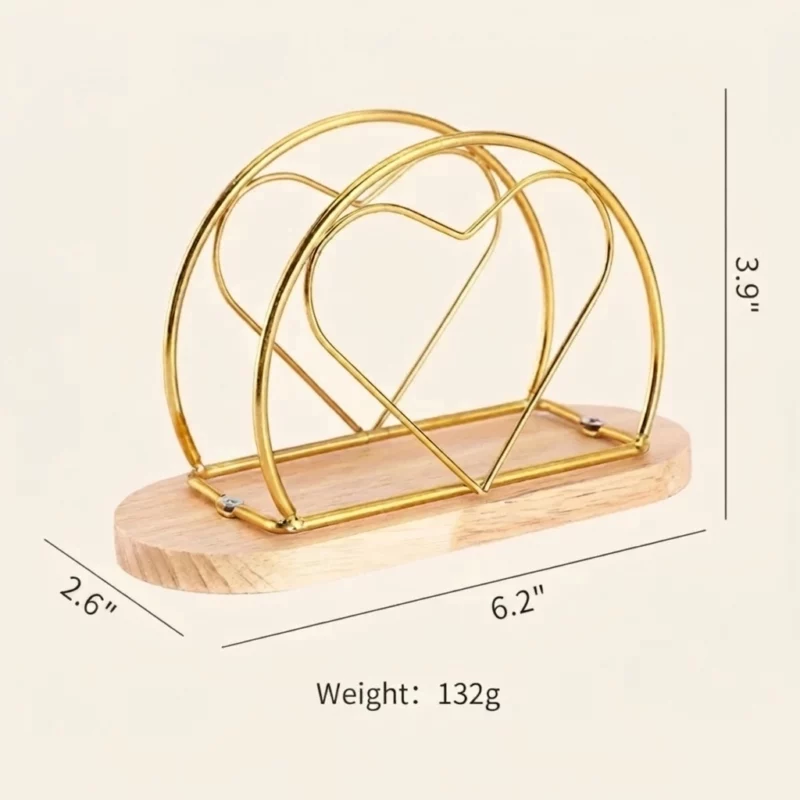 Nordic Metal Wire Napkin Holder with Wood Base - Image 4
