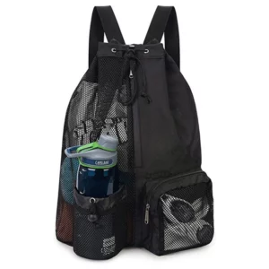Nylon Mesh Drawstring Swim & Sports Backpack with Adjustable Straps