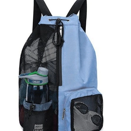Nylon Mesh Drawstring Swim & Sports Backpack with Adjustable Straps - Image 3