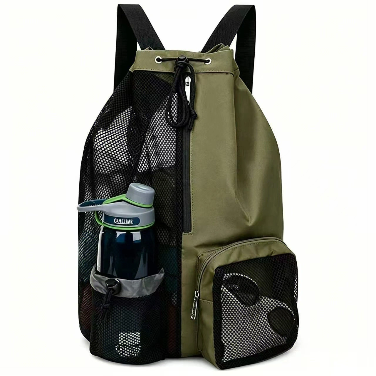 Nylon Mesh Drawstring Swim & Sports Backpack with Adjustable Straps - Image 4