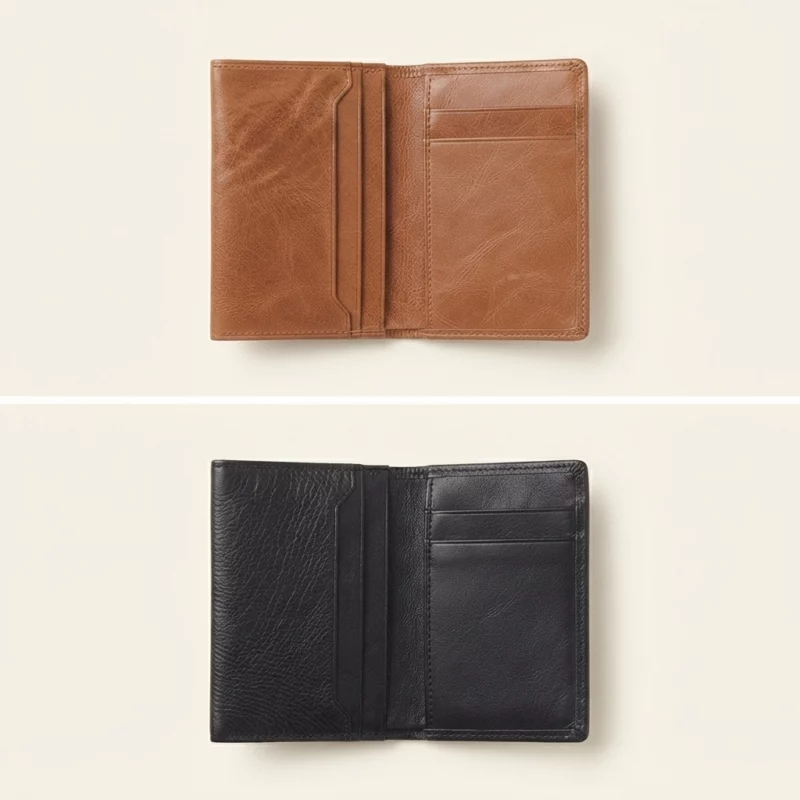 Oil-Waxed Leather Compact Bifold Card Wallet - Image 3