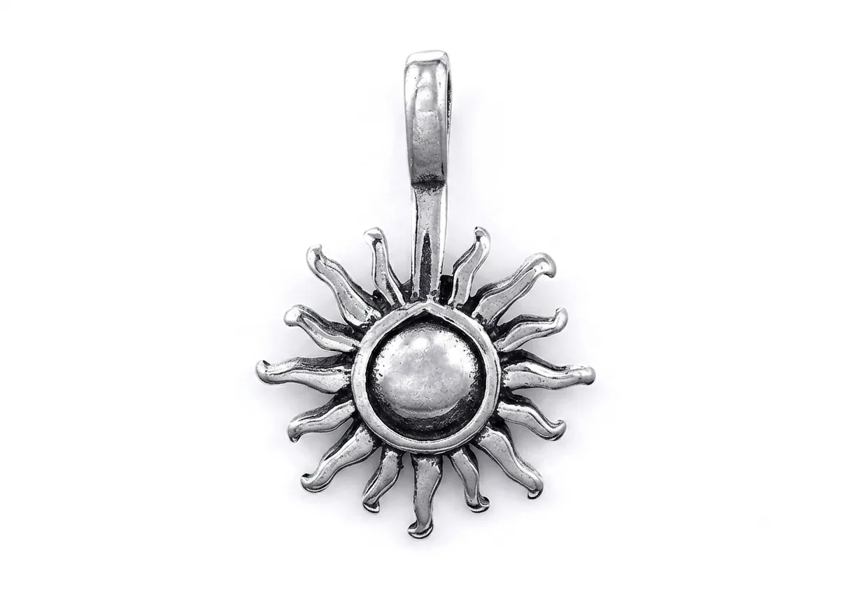 Polished Stainless Steel Sun Pendant Charm