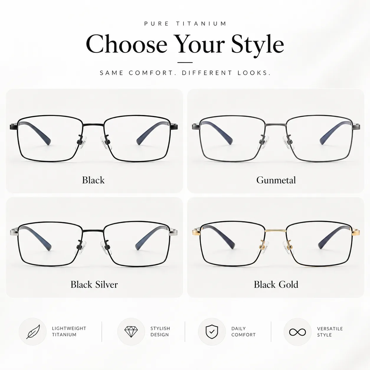 Pure Titanium Rectangular Eyeglass Frames - Image 5