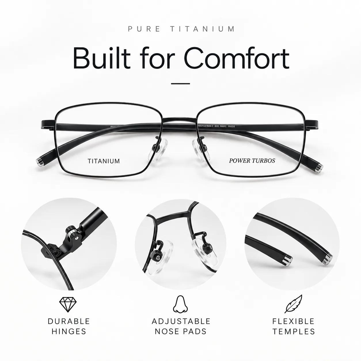 Pure Titanium Rectangular Eyeglass Frames - Image 6