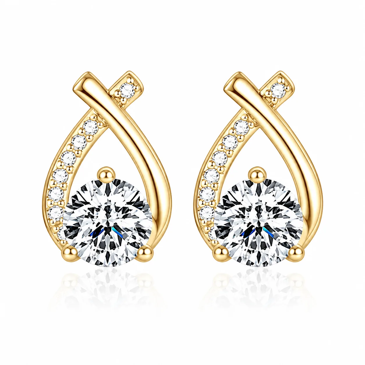 S925 Moissanite Fishtail Stud Earrings - Image 3