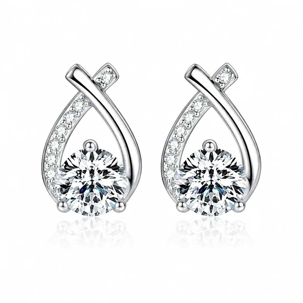 S925 Moissanite Fishtail Stud Earrings