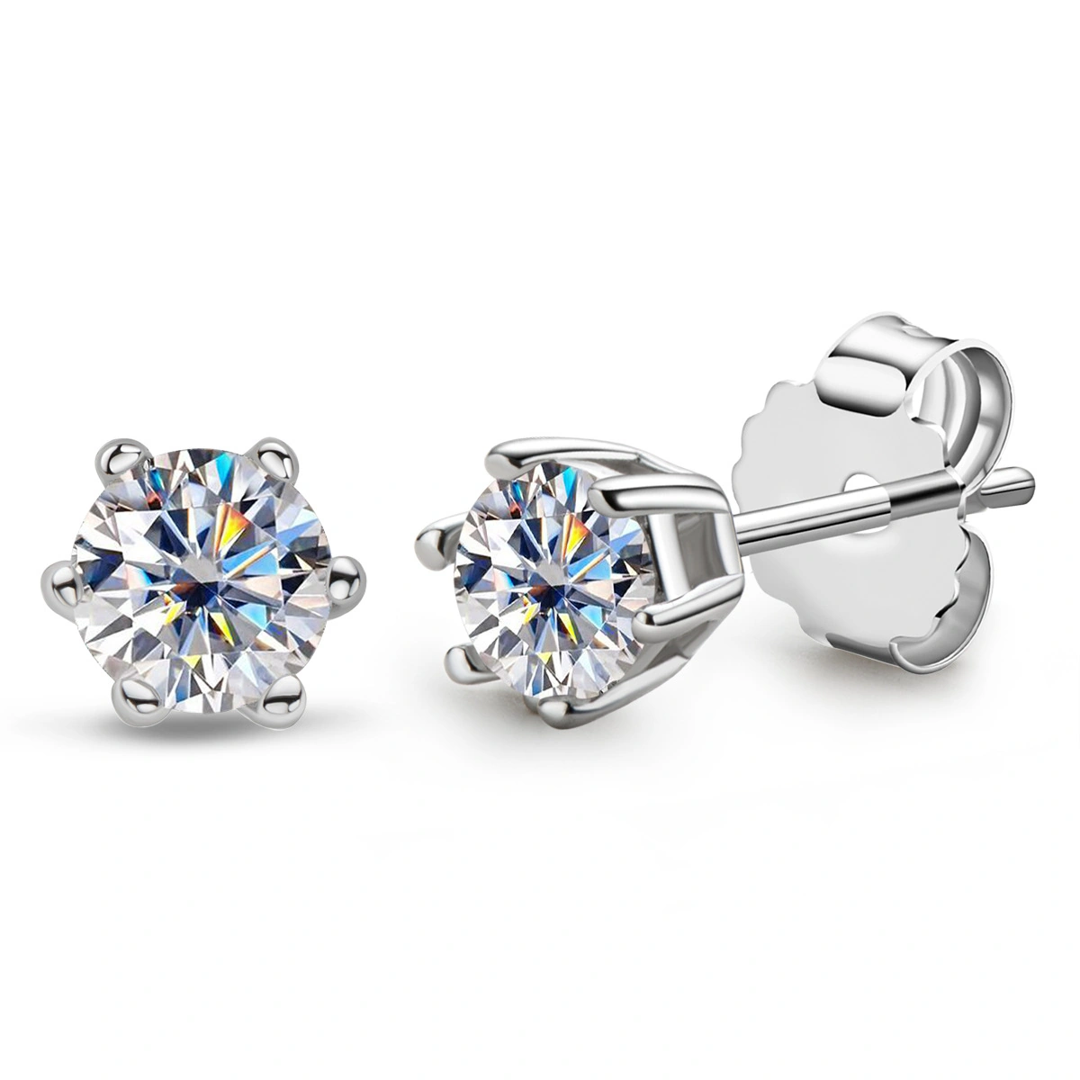 S925 Moissanite Six-Prong Stud Earrings - Image 2