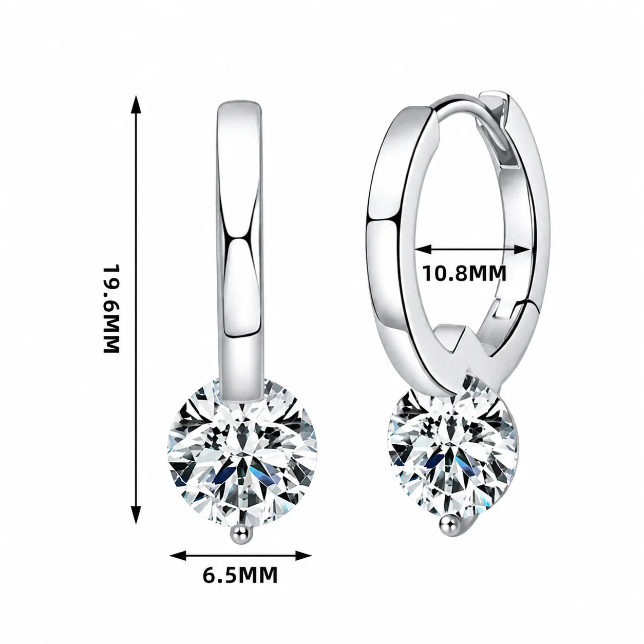 S925 Moissanite Teardrop Huggie Earrings - Image 3