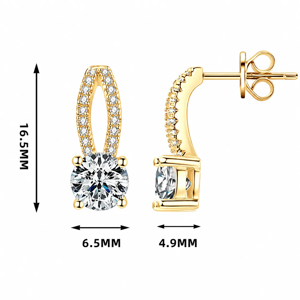 S925 Moissanite Teardrop Pavé Stud Earrings - Image 2