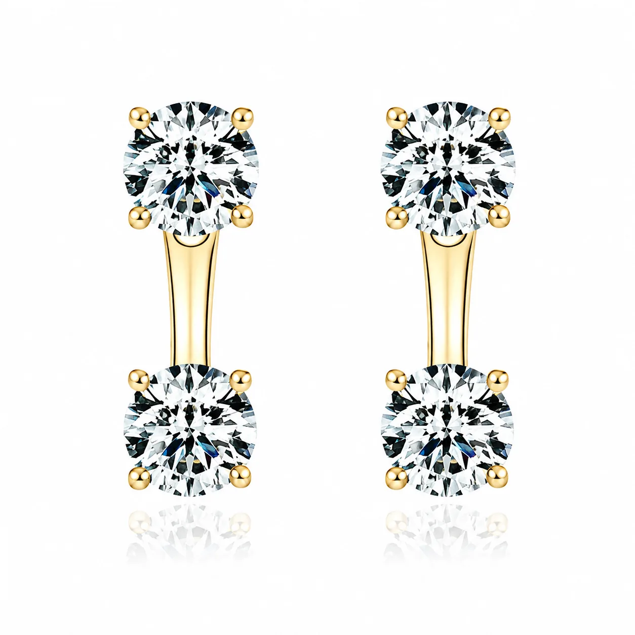 S925 Moissanite Two-Way Stud Earrings - Image 2