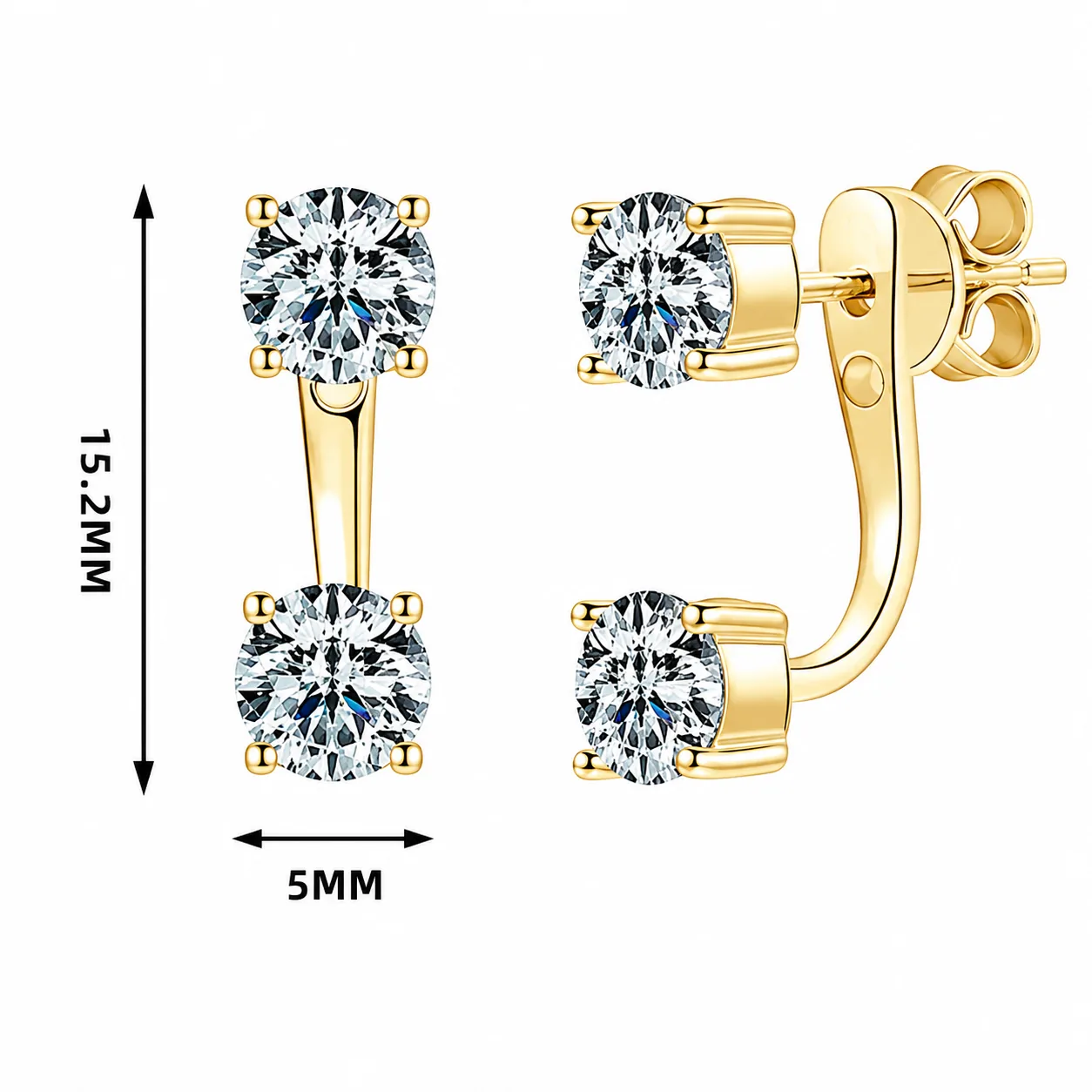 S925 Moissanite Two-Way Stud Earrings - Image 4