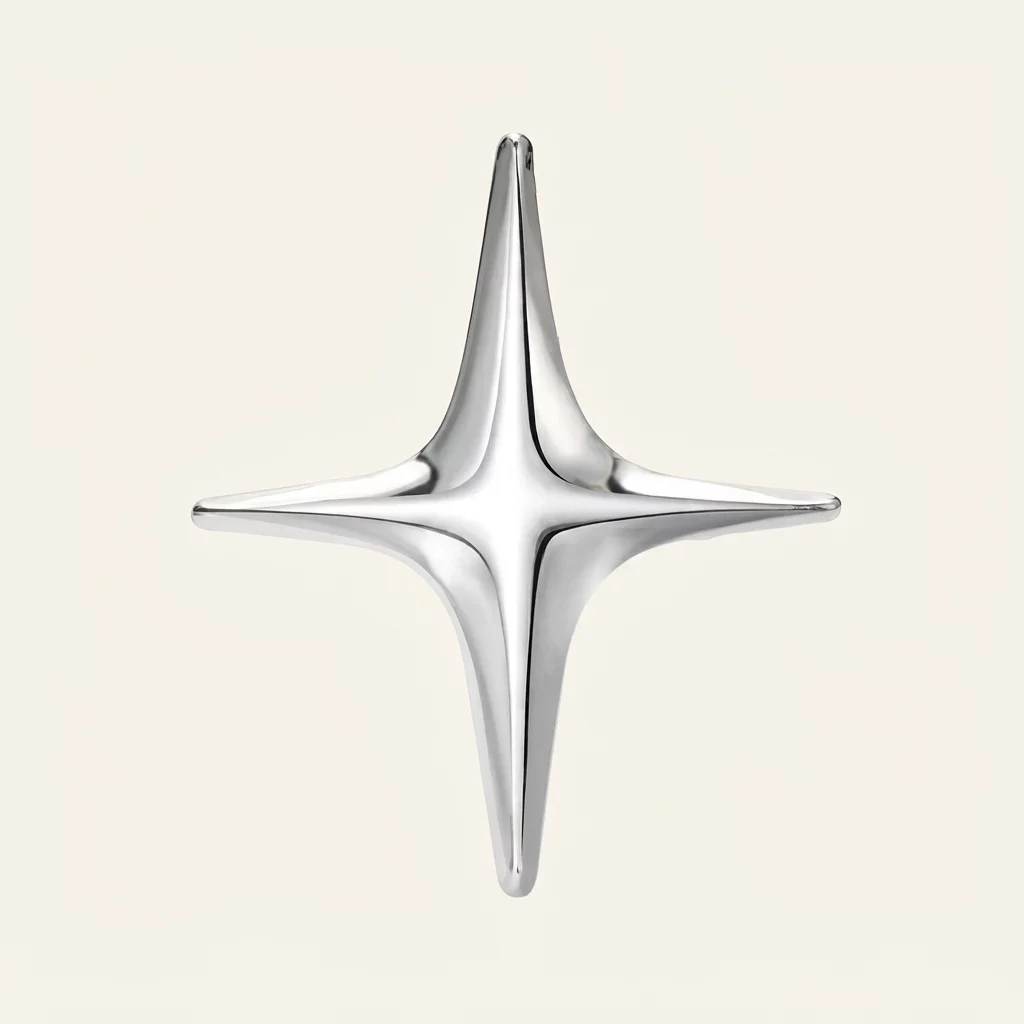 Sculpted Four-Point Starburst Brooch Pin