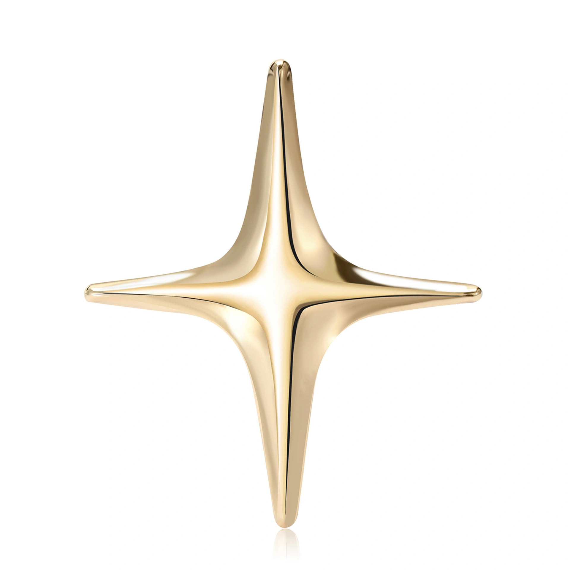 Sculpted Four-Point Starburst Brooch Pin - Image 2