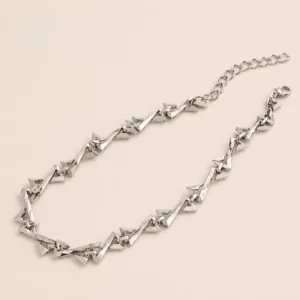 Silver-Tone Geometric Z-Link Chain Necklace