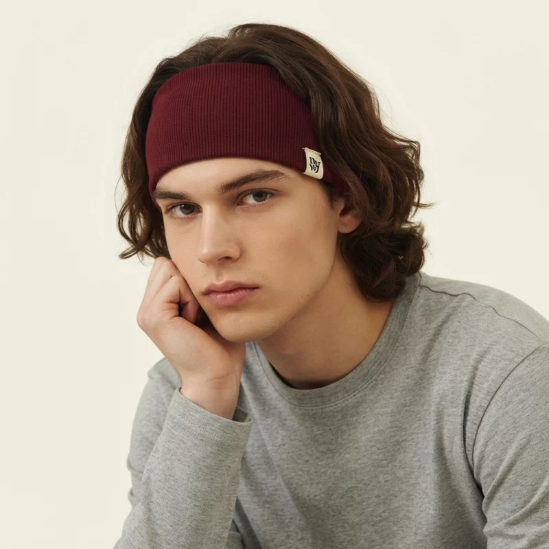 Soft Ribbed Wide Headband with Small Label - Image 4