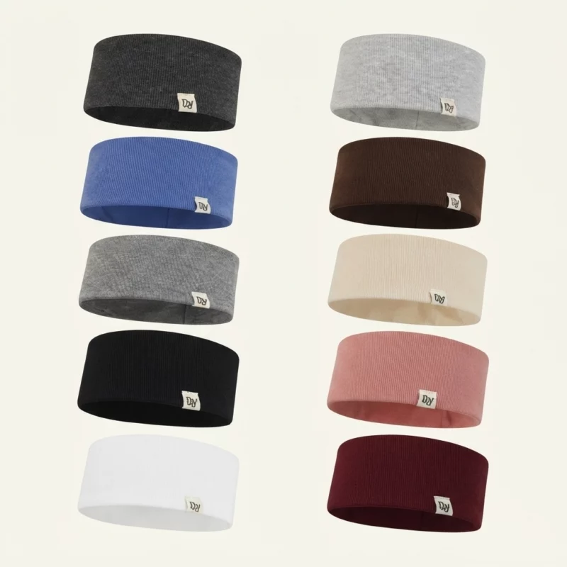 Soft Ribbed Wide Headband with Small Label - Image 2