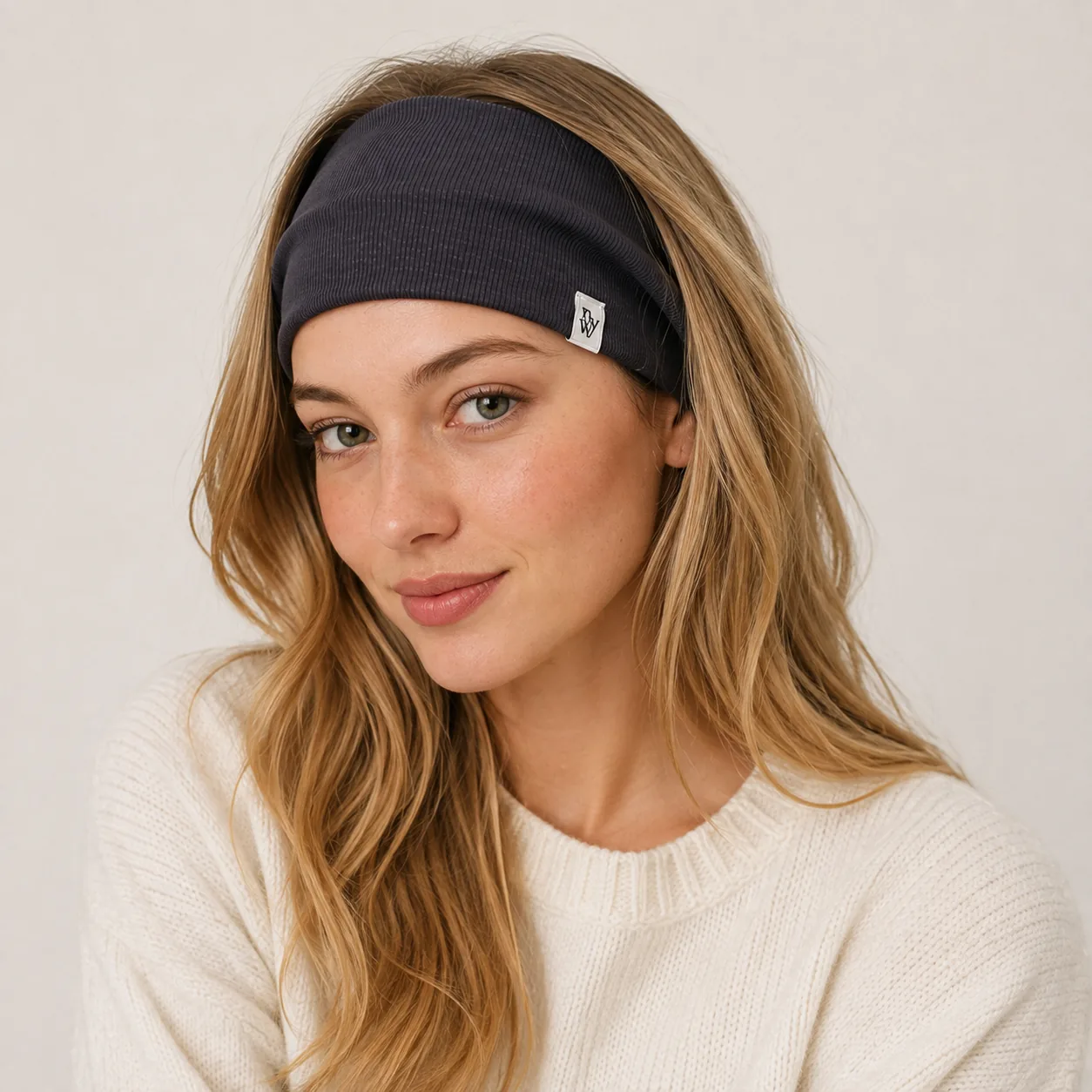 Soft Ribbed Wide Headband with Small Label - Image 5