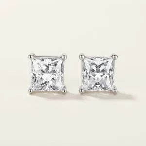 Square-Cut Moissanite 925 Sterling Silver Stud Earrings