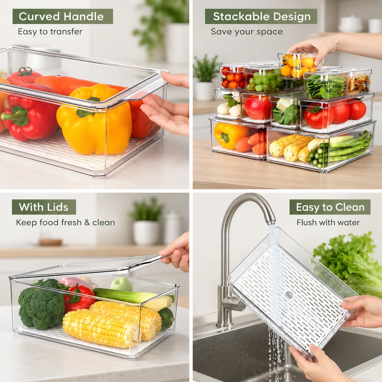 Stackable Clear Refrigerator Storage Container Set - Image 4