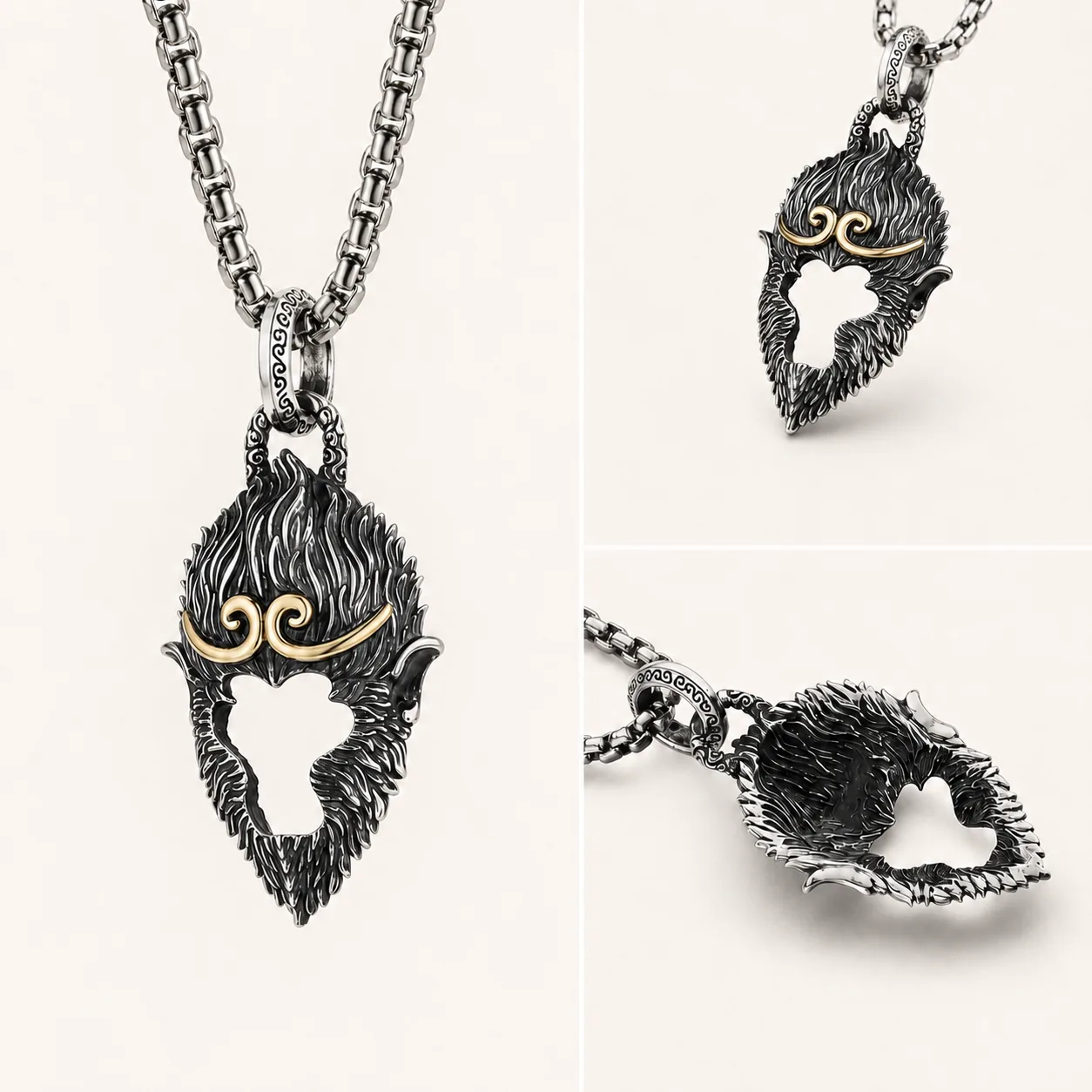 Sun Wukong Monkey King Mask Pendant Necklace - Image 2