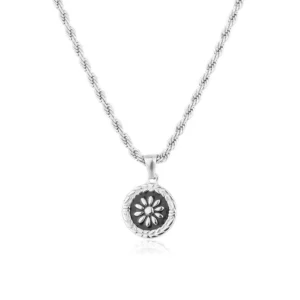 Sunflower Medallion Titanium Steel Rope Chain Necklace