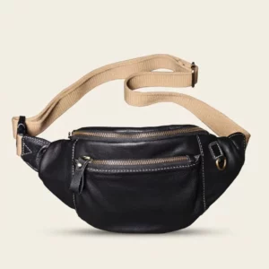 Top-Grain Leather Sling Chest Bag Waist Pack