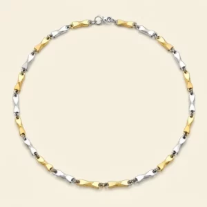 Two-Tone Geometric Link Chain Necklace