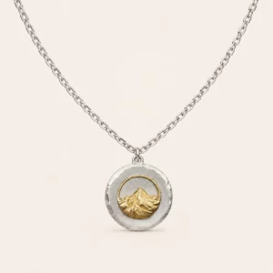 Two-Tone Mountain Medallion Pendant Necklace