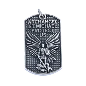 Vintage Archangel Michael Stainless Steel Dog Tag Pendant