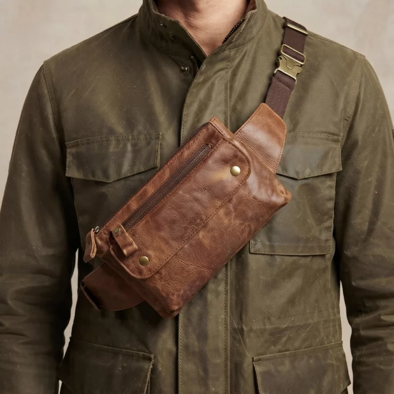Vintage Cowhide Leather Convertible Waist Bag - Image 4