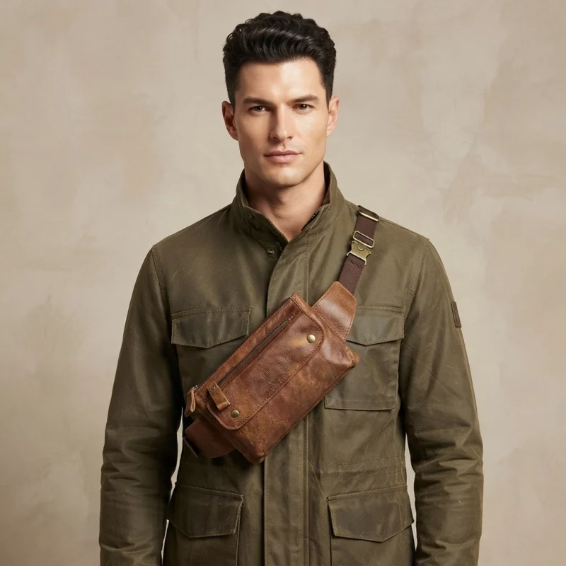 Vintage Cowhide Leather Convertible Waist Bag - Image 3