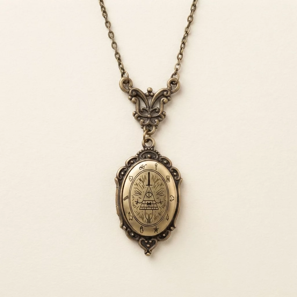 Vintage Oval Glass Cabochon Pendant Necklace with Ornate Butterfly Detail - Image 2