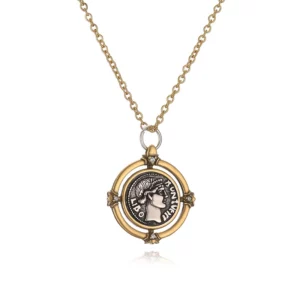 Vintage Roman-Style Coin Relief Copper Pendant Necklace