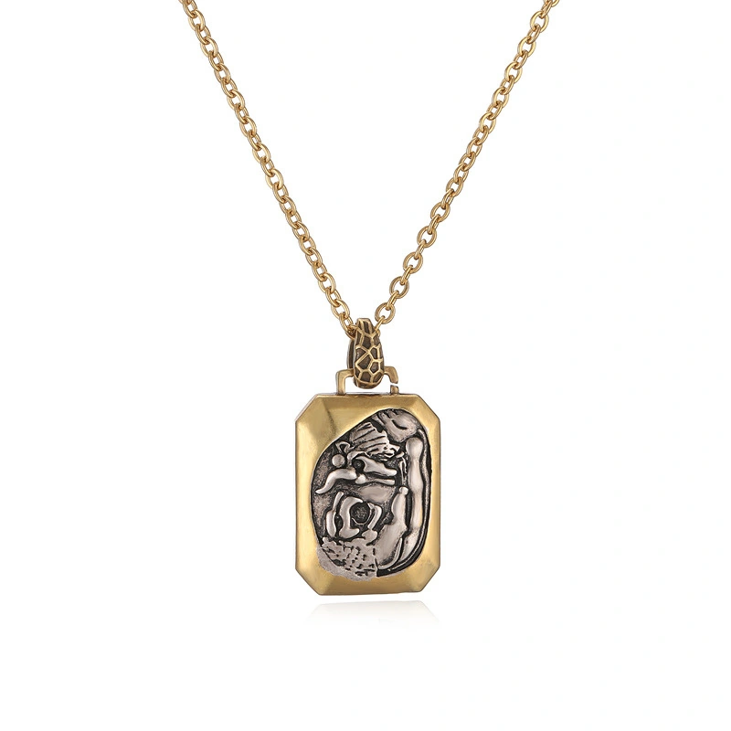 Vintage Roman-Style Coin Relief Copper Pendant Necklace - Image 5