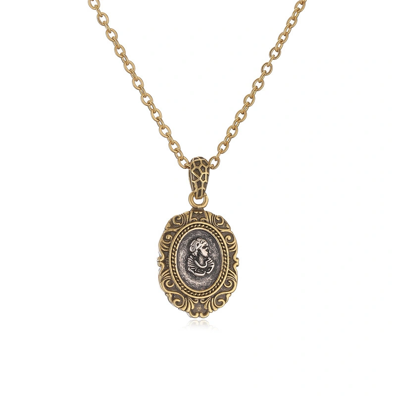Vintage Roman-Style Coin Relief Copper Pendant Necklace - Image 6