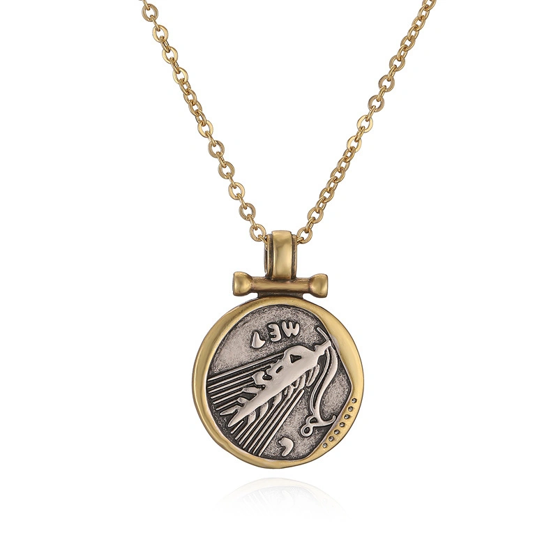 Vintage Roman-Style Coin Relief Copper Pendant Necklace - Image 7