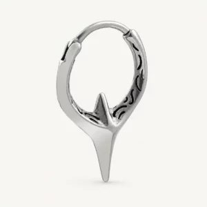 Vintage Sculpted 316L Stainless Steel Single Huggie Hoop Earring