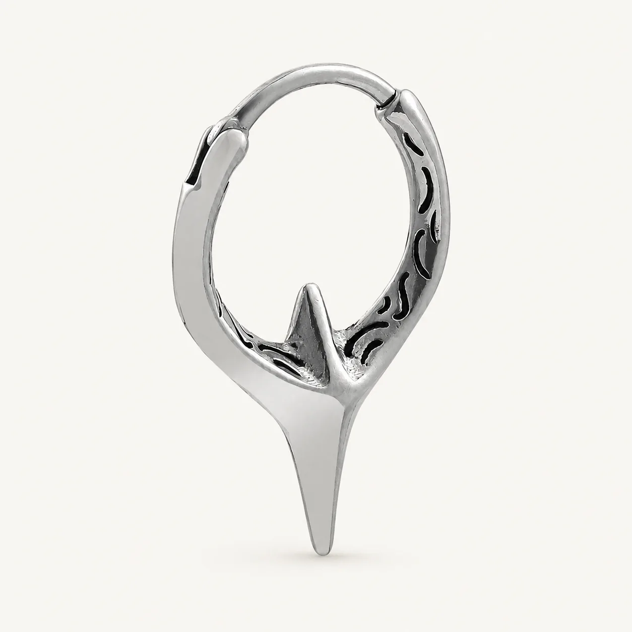 Vintage Sculpted 316L Stainless Steel Single Huggie Hoop Earring