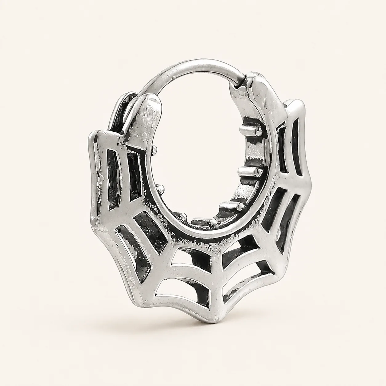 Vintage Sculpted 316L Stainless Steel Single Huggie Hoop Earring - Image 6