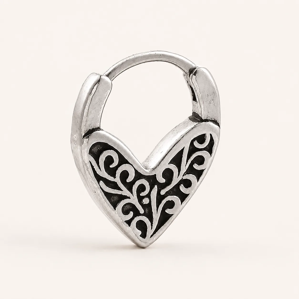 Vintage Sculpted 316L Stainless Steel Single Huggie Hoop Earring - Image 5