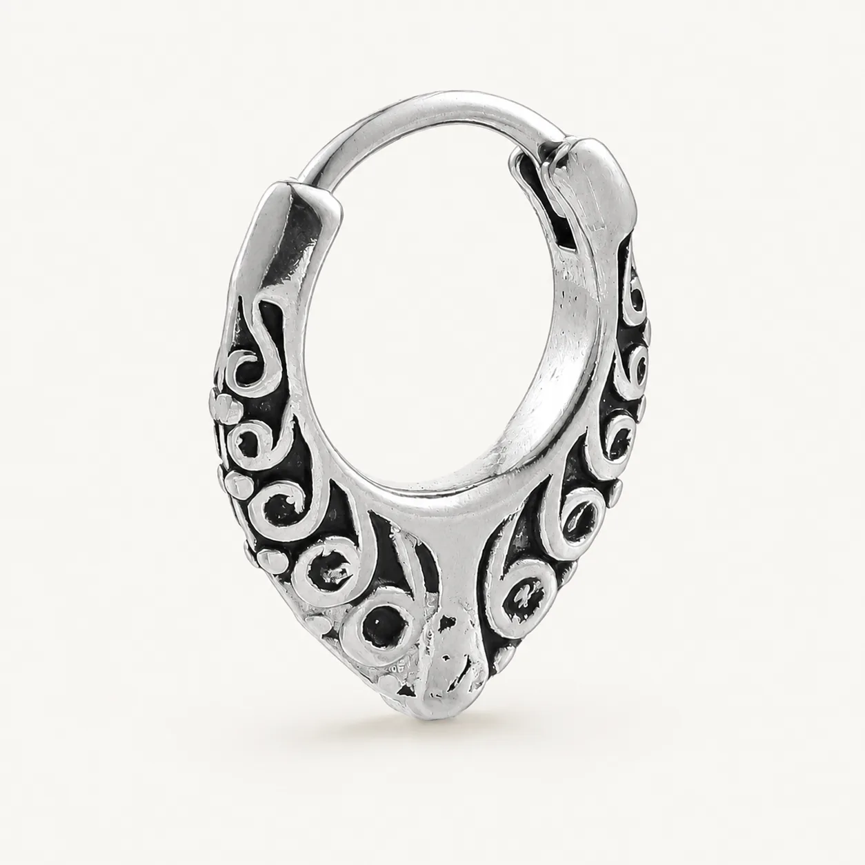 Vintage Sculpted 316L Stainless Steel Single Huggie Hoop Earring - Image 3
